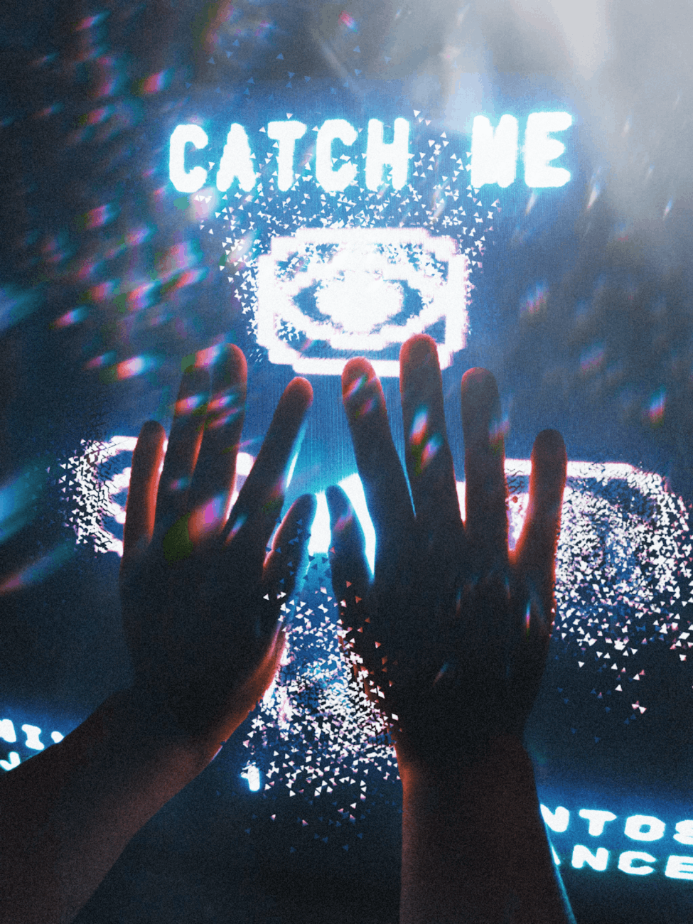 hands on screen with catch me